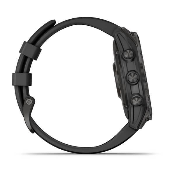 Смарт-годинник Garmin Fenix ​​7 Sapphire Solar титанові чорні DLC з чорним ремінцем