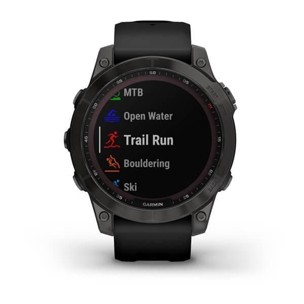 Смарт-годинник Garmin Fenix ​​7 Sapphire Solar титанові чорні DLC з чорним ремінцем