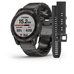 Смарт-годинник Garmin Fenix ​​7 Sapphire Solar титанові сірі DLC із сірим браслетом титановим DLC