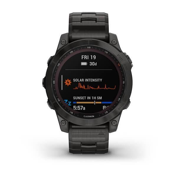 Смарт-годинник Garmin Fenix ​​7 Sapphire Solar титанові сірі DLC із сірим браслетом титановим DLC