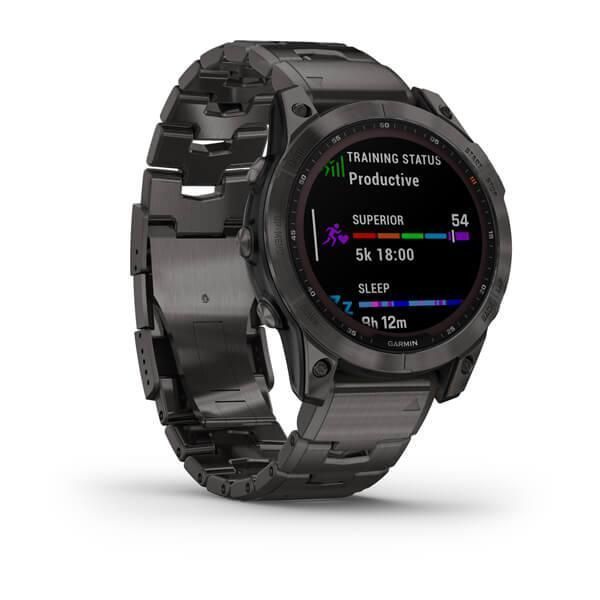 Смарт-годинник Garmin Fenix ​​7 Sapphire Solar титанові сірі DLC із сірим браслетом титановим DLC