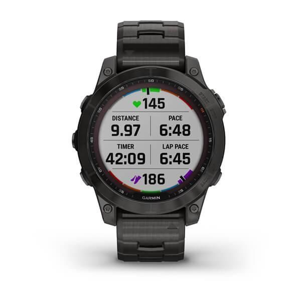 Смарт-годинник Garmin Fenix ​​7 Sapphire Solar титанові сірі DLC із сірим браслетом титановим DLC