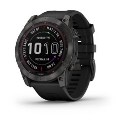 Смарт-годинник Garmin Fenix ​​7X Sapphire Solar титановий DLC сірий карбон з чорним ремінцем