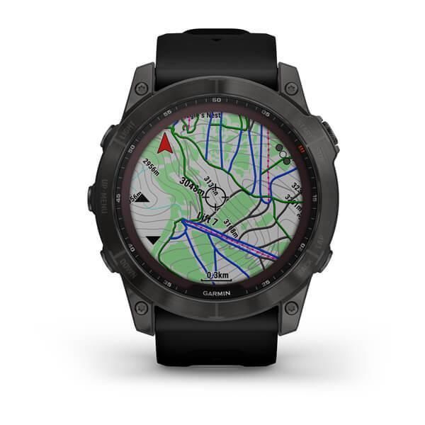 Garmin Fenix ​​7X Sapphire Solar Smartwatch in Titanium DLC Carbon Gray with Black Strap
