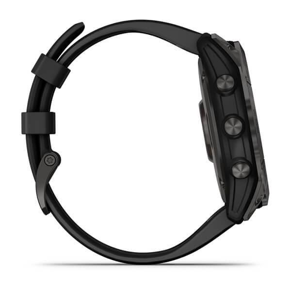 Garmin Fenix ​​7X Sapphire Solar Smartwatch in Titanium DLC Carbon Gray with Black Strap