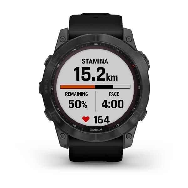 Garmin Fenix ​​7X Sapphire Solar Smartwatch in Titanium DLC Carbon Gray with Black Strap
