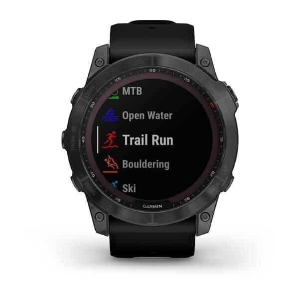 Garmin Fenix ​​7X Sapphire Solar Smartwatch in Titanium DLC Carbon Gray with Black Strap