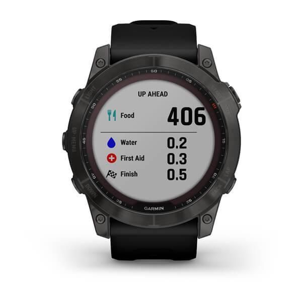 Garmin Fenix ​​7X Sapphire Solar Smartwatch in Titanium DLC Carbon Gray with Black Strap