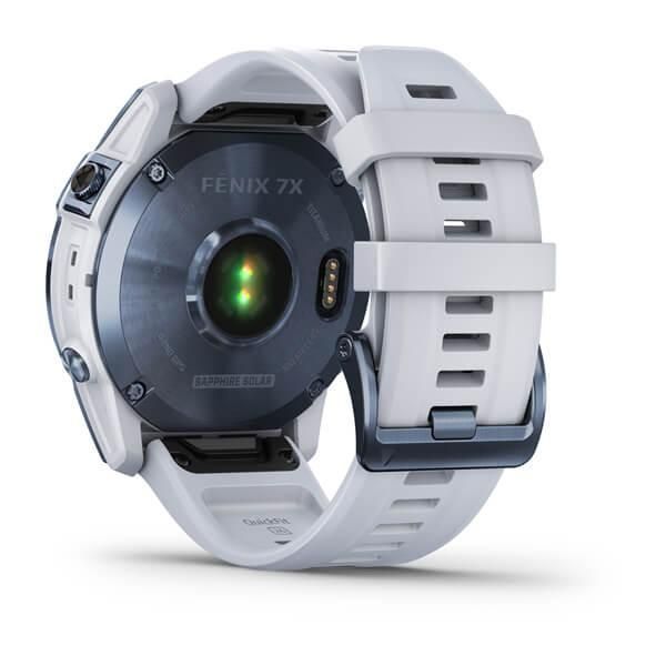 Смарт-годинник Garmin Fenix ​​7X Sapphire Solar титанові DLC кольори синій мінерал з білим ремінцем