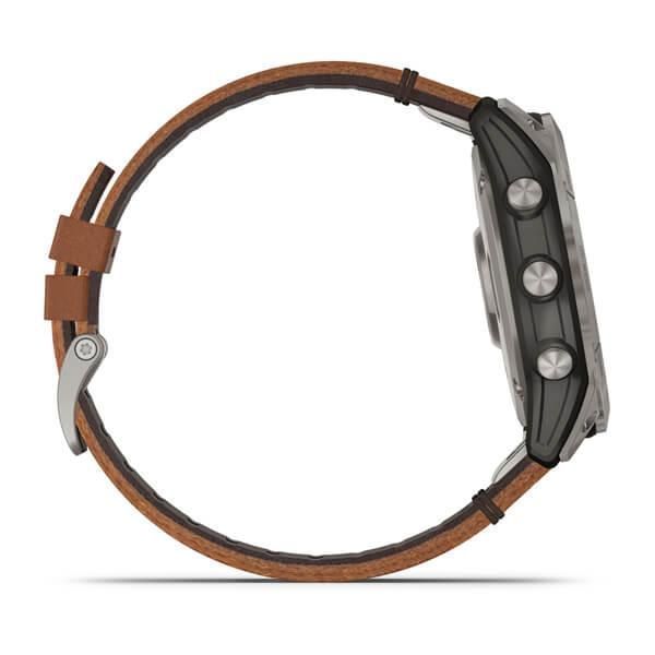 Смарт-годинник Garmin Fenix ​​7X Sapphire Solar титановий з каштановим шкіряним ремінцем