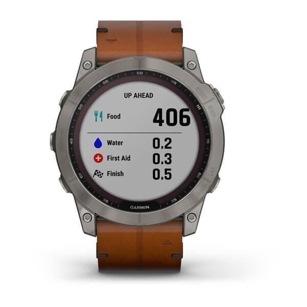 Смарт-годинник Garmin Fenix ​​7X Sapphire Solar титановий з каштановим шкіряним ремінцем