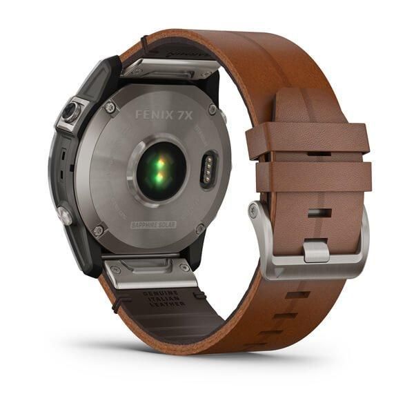 Смарт-годинник Garmin Fenix ​​7X Sapphire Solar титановий з каштановим шкіряним ремінцем