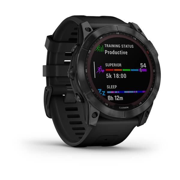 Смарт-часы Garmin Fenix 7X Sapphire Solar черные титановые DLC с черным ремешком
