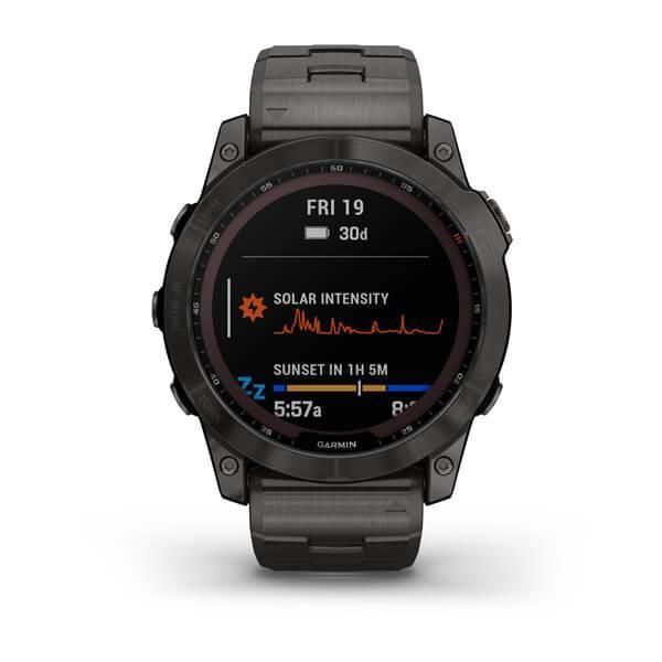 Garmin Fenix ​​7X Sapphire Solar Smartwatch in Gray Titanium Carbon DLC with a Titanium Strap