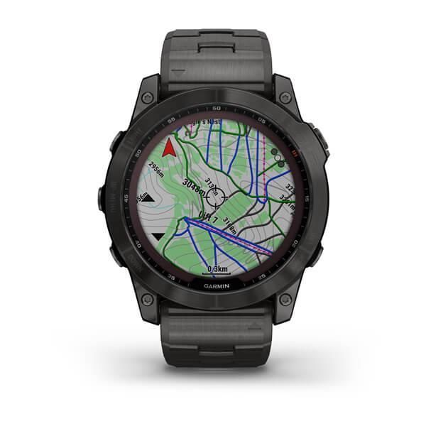 Garmin Fenix ​​7X Sapphire Solar Smartwatch in Gray Titanium Carbon DLC with a Titanium Strap