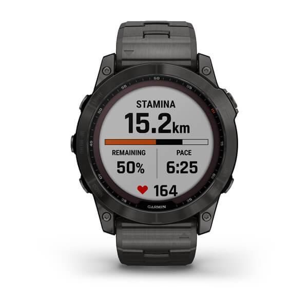 Garmin Fenix ​​7X Sapphire Solar Smartwatch in Gray Titanium Carbon DLC with a Titanium Strap