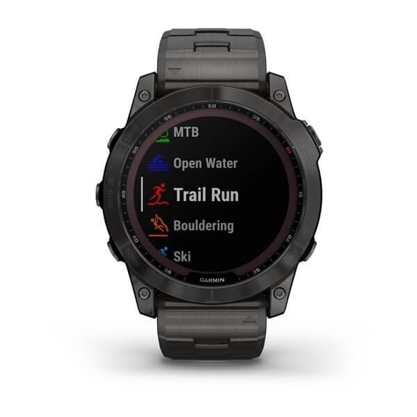Garmin Fenix ​​7X Sapphire Solar Smartwatch in Gray Titanium Carbon DLC with a Titanium Strap