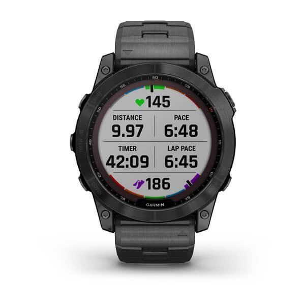 Garmin Fenix ​​7X Sapphire Solar Smartwatch in Gray Titanium Carbon DLC with a Titanium Strap