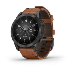 Garmin Epix (Gen 2) Sapphire Black Titanium Smartwatch with Chestnut Leather Strap