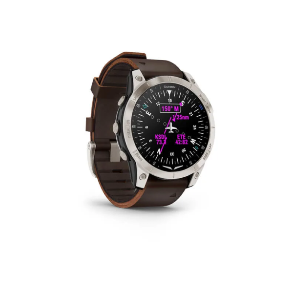 Смарт-годинник Garmin D2 Mach 1 з коричневим шкіряним ремінцем