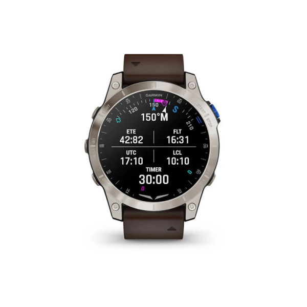 Смарт-годинник Garmin D2 Mach 1 з коричневим шкіряним ремінцем