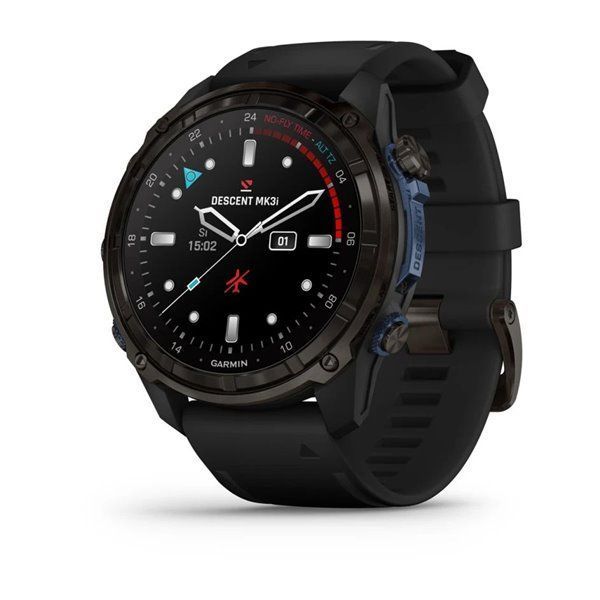 Смарт-часы Garmin Descent Mk3i - 51 мм, титан Carbon Grey DLC с черным силиконовым ремешком