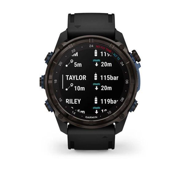 Смарт-часы Garmin Descent Mk3i - 51 мм, титан Carbon Grey DLC с черным силиконовым ремешком