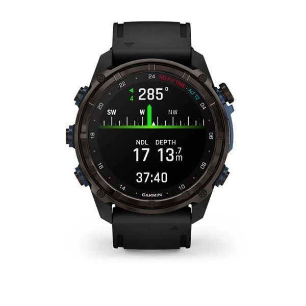 Смарт-часы Garmin Descent Mk3i - 51 мм, титан Carbon Grey DLC с черным силиконовым ремешком