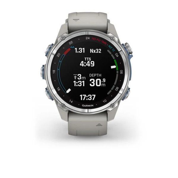 Смарт-годинник Garmin Descent Mk3 - 43 мм, нержавіюча сталь, силіконовий ремінець сірого кольору