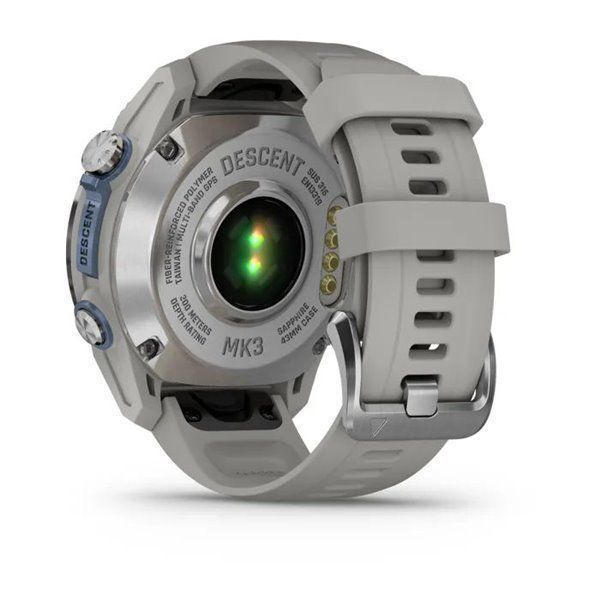 Смарт-годинник Garmin Descent Mk3 - 43 мм, нержавіюча сталь, силіконовий ремінець сірого кольору