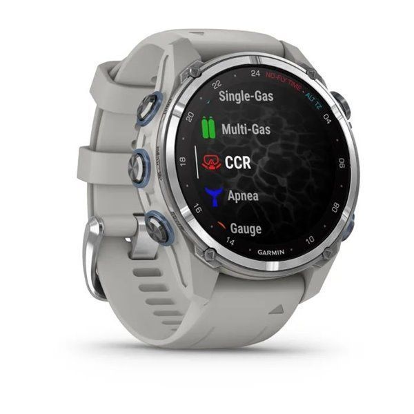 Смарт-годинник Garmin Descent Mk3 - 43 мм, нержавіюча сталь, силіконовий ремінець сірого кольору