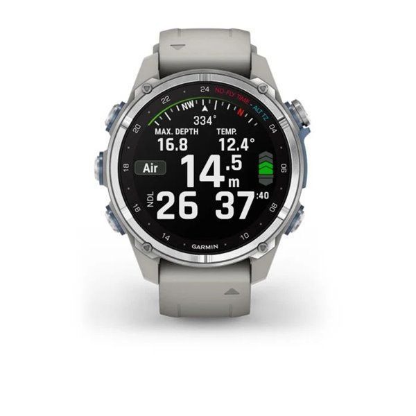Смарт-годинник Garmin Descent Mk3 - 43 мм, нержавіюча сталь, силіконовий ремінець сірого кольору