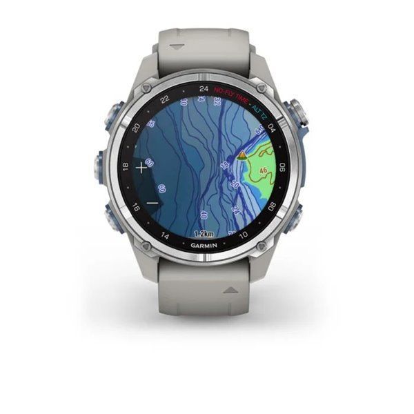 Смарт-годинник Garmin Descent Mk3 - 43 мм, нержавіюча сталь, силіконовий ремінець сірого кольору
