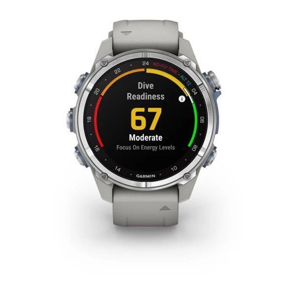 Смарт-годинник Garmin Descent Mk3 - 43 мм, нержавіюча сталь, силіконовий ремінець сірого кольору