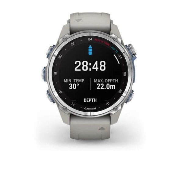 Смарт-годинник Garmin Descent Mk3 - 43 мм, нержавіюча сталь, силіконовий ремінець сірого кольору