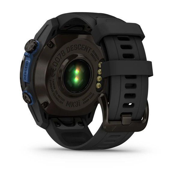 Смарт-годинник Garmin Descent Mk3i - 43 мм, титан Carbon Grey DLC з чорним силіконовим ремінцем