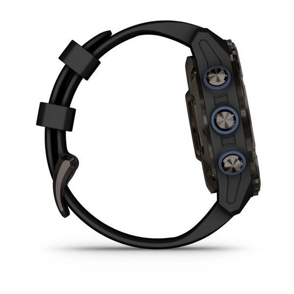Смарт-годинник Garmin Descent Mk3i - 43 мм, титан Carbon Grey DLC з чорним силіконовим ремінцем