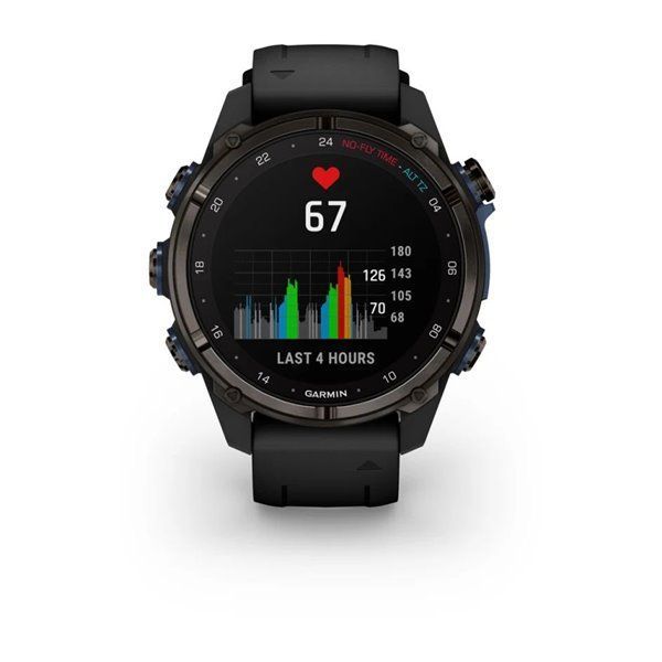 Смарт-годинник Garmin Descent Mk3i - 43 мм, титан Carbon Grey DLC з чорним силіконовим ремінцем