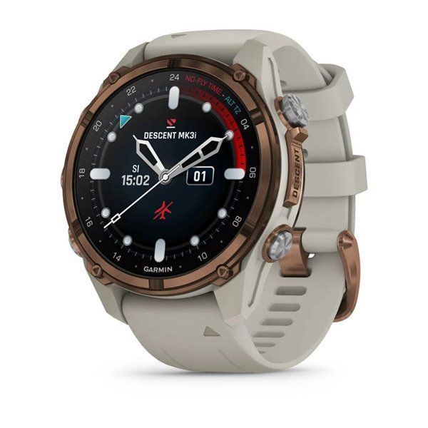 Garmin Descent Mk3i Smartwatch - 43mm Bronze Titanium PVD Case with French Gray Silicone Strap