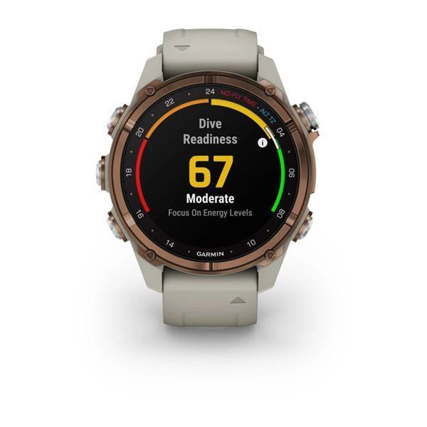 Garmin Descent Mk3i Smartwatch - 43mm Bronze Titanium PVD Case with French Gray Silicone Strap