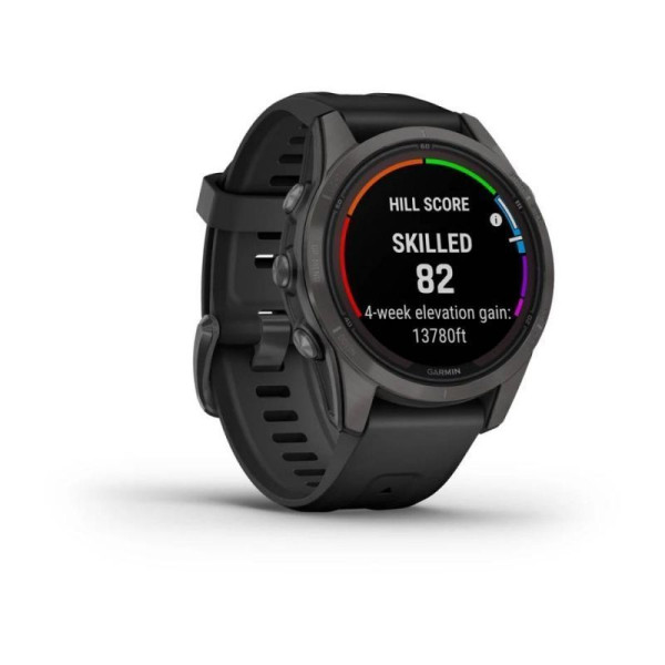 Смарт-годинник Garmin Fenix ​​7S Pro - Sapphire Solar Edition - темно-сірий титан DLC Carbon з чорним ремінцем