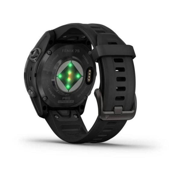 Смарт-годинник Garmin Fenix ​​7S Pro - Sapphire Solar Edition - темно-сірий титан DLC Carbon з чорним ремінцем