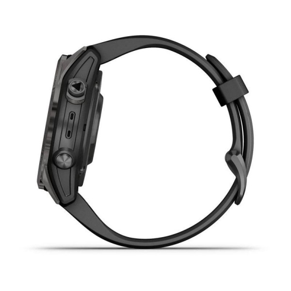 Смарт-годинник Garmin Fenix ​​7S Pro - Sapphire Solar Edition - темно-сірий титан DLC Carbon з чорним ремінцем