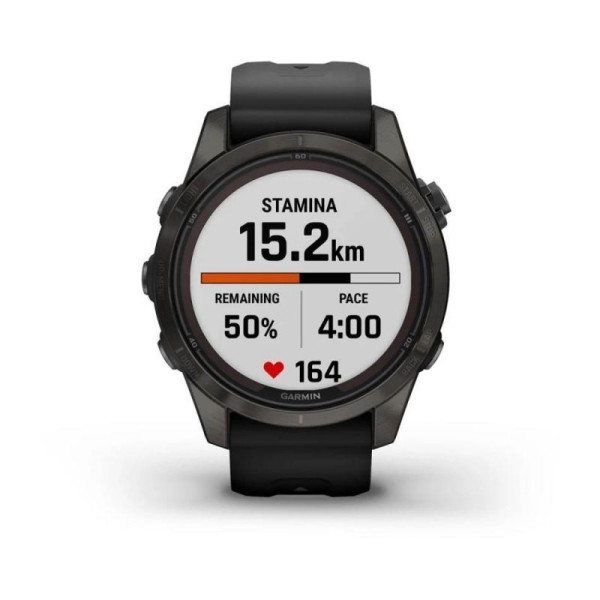 Смарт-годинник Garmin Fenix ​​7S Pro - Sapphire Solar Edition - темно-сірий титан DLC Carbon з чорним ремінцем