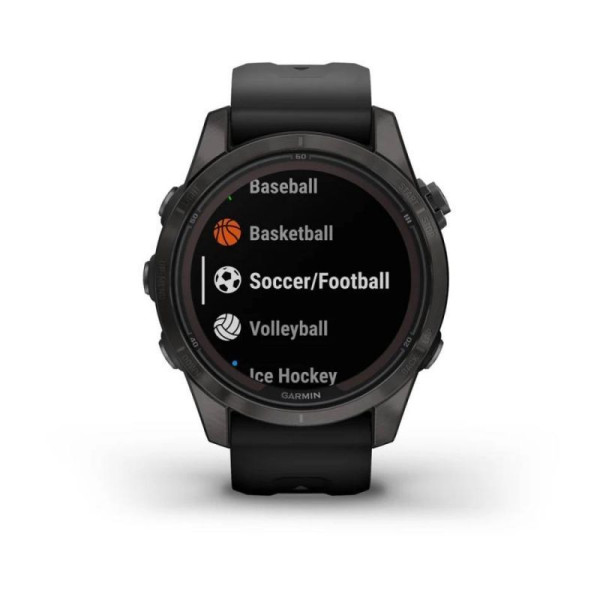 Смарт-годинник Garmin Fenix ​​7S Pro - Sapphire Solar Edition - темно-сірий титан DLC Carbon з чорним ремінцем