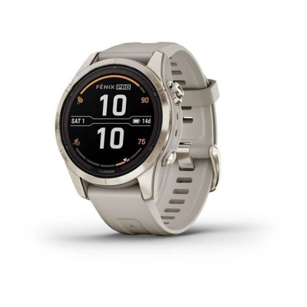 Garmin Fenix ​​7S Pro - Sapphire Solar Edition Smartwatch - Soft Gold with Light Sand Strap