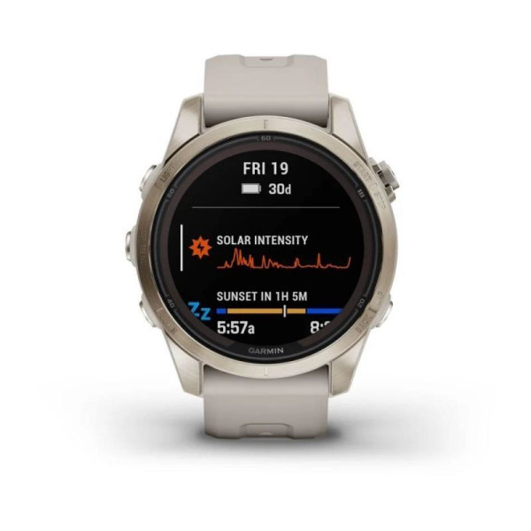 Garmin Fenix ​​7S Pro - Sapphire Solar Edition Smartwatch - Soft Gold with Light Sand Strap
