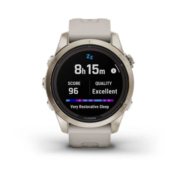Garmin Fenix ​​7S Pro - Sapphire Solar Edition Smartwatch - Soft Gold with Light Sand Strap