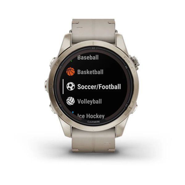 Смарт-годинник Garmin Fenix ​​7S Pro - Sapphire Solar Edition - ніжно-золотисті зі шкіряним ремінцем пісочного кольору