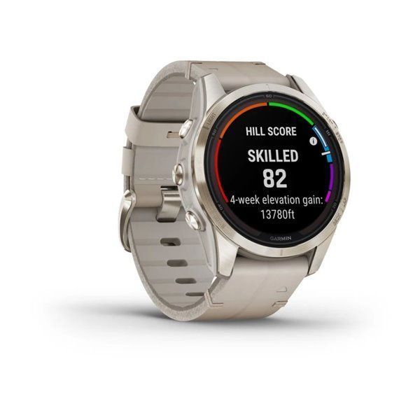 Смарт-годинник Garmin Fenix ​​7S Pro - Sapphire Solar Edition - ніжно-золотисті зі шкіряним ремінцем пісочного кольору